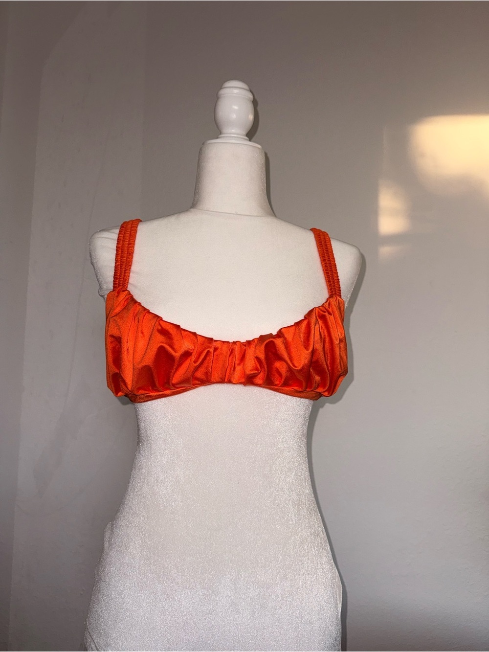 186. Cin Cin Orange bikini top with ruched detailing Size small
